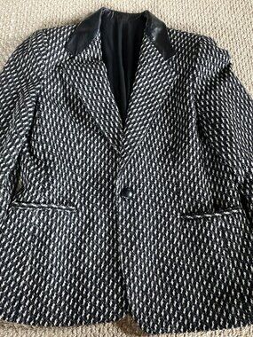 Prato Vintage Blazer with Leather Details Medium